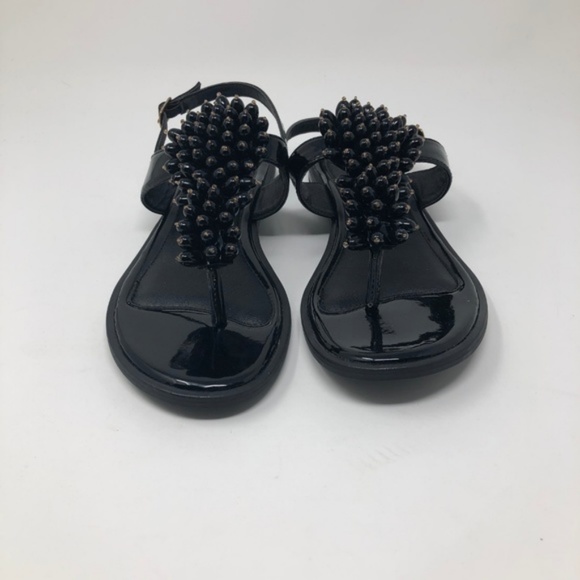 NEW Chico's Black T-Strap Embellished Sandals 6M - Picture 2 of 7
